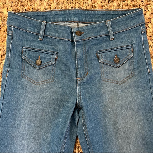 Comptoir Des Cotonniers Jeans Women 40 Flare Euro Hippie Boho 31 X 31 Stretch - Picture 2 of 15